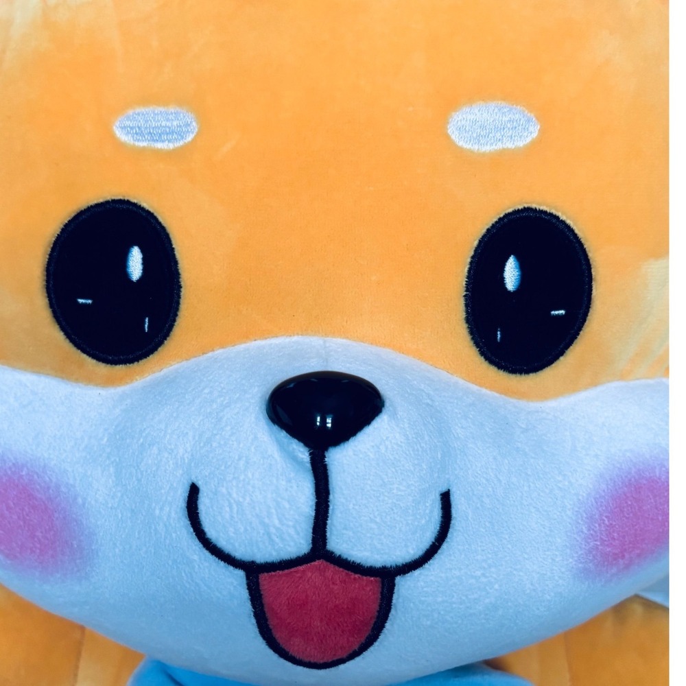 Ideal Toys Direct Shiba Inu Corgi Dog Plush 15" Orange Kawaii Puppy Blue Bow Tie - Picture 2 of 5